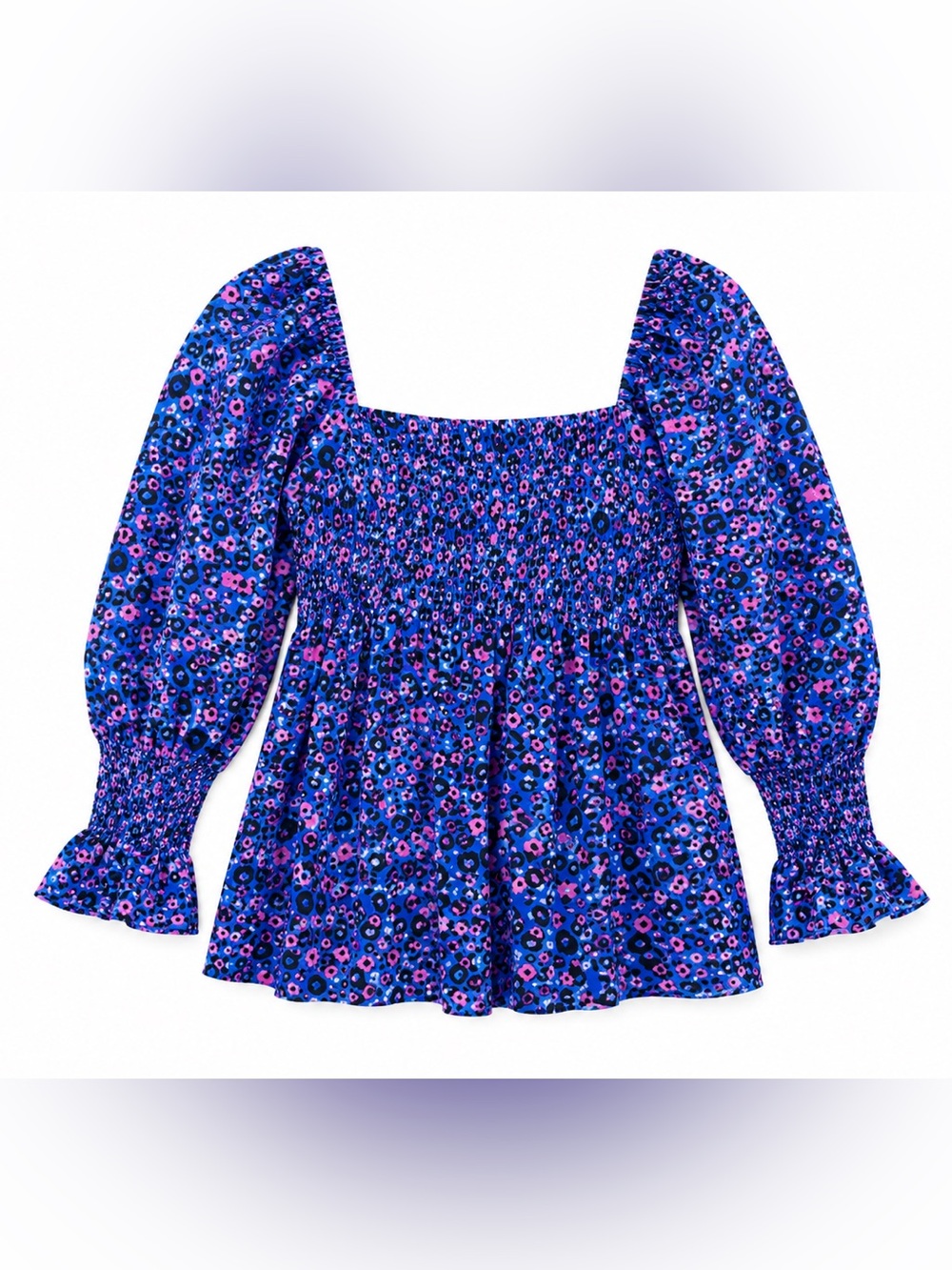 Lilly Pulitzer Preslee Babydoll Top Blue Flare Growl & Prowl‎ Size 2